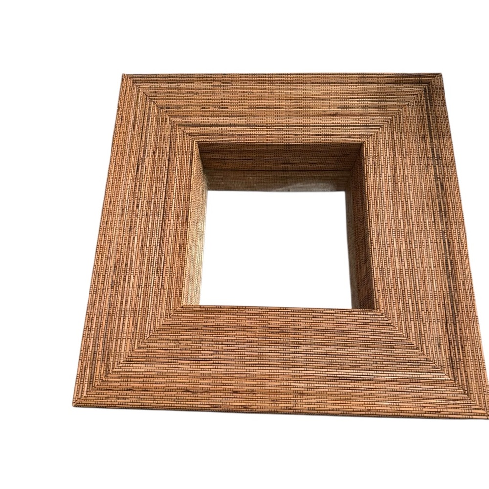 Square Woven Rattan Mirror Frame